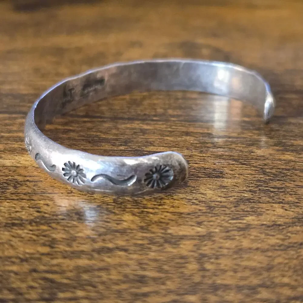 Vintage Navajo Abel Toledo AT Sterling Silver Stamped 2